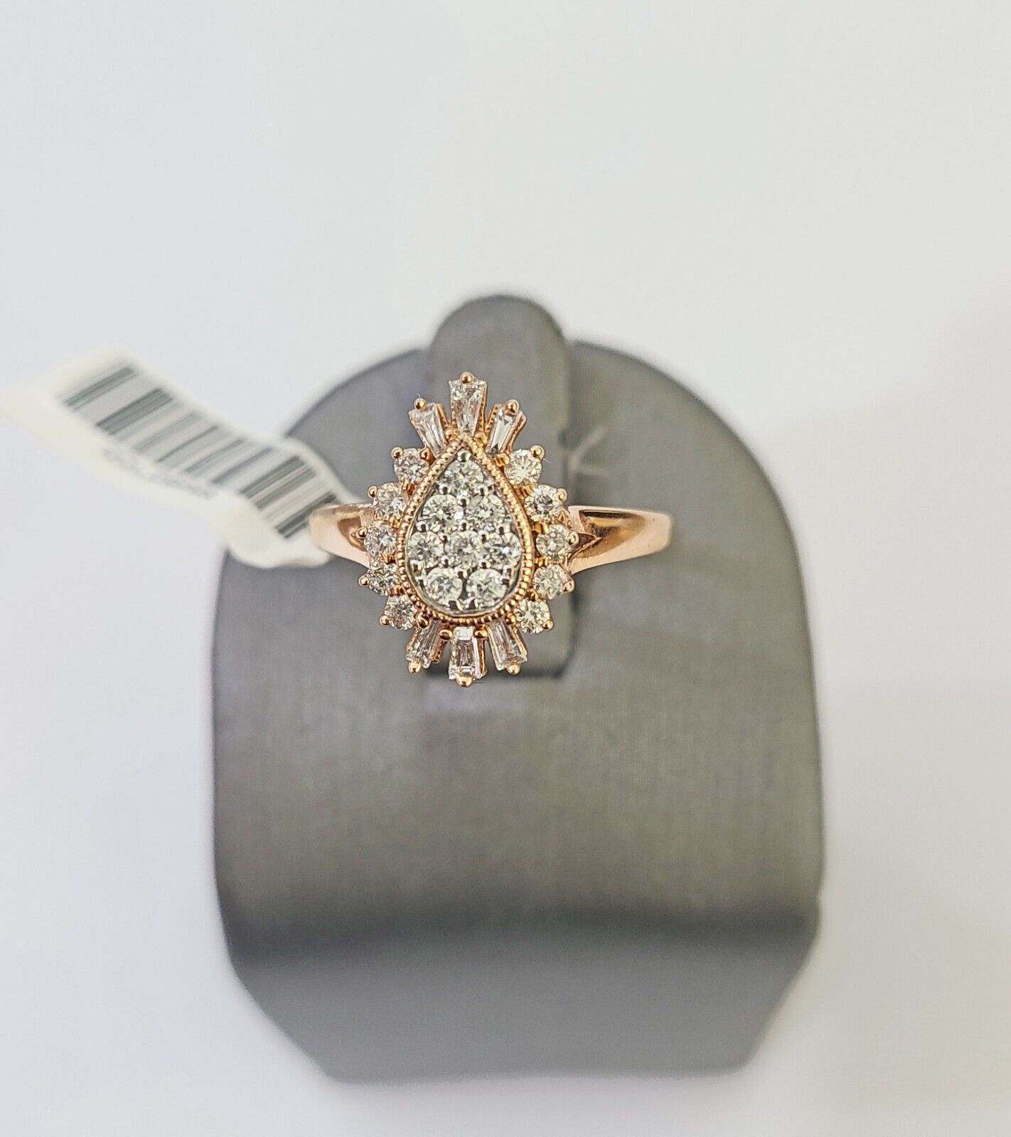 REAL 10k Rose Gold Diamond Ladies Ring Pear Shaped Women Engagement Wedding - GoldenlinQ